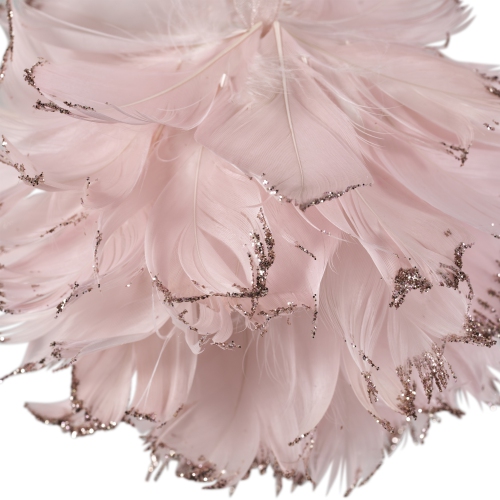 Glittered Feathers Christmas Ball Ornament - 6" - Pink