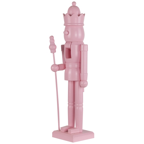 Nutcracker King with Scepter and Crown Standing Christmas Figure - 15" - Pink