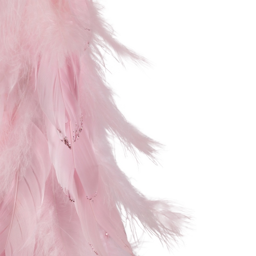 Small Layered Feather Cone Tree Glittered Christmas Decoration - 16" - Pink