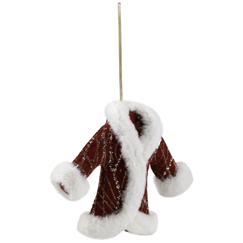 Glittered Winter Coat with Plush Trim Christmas Ornament - 6.5" - Red