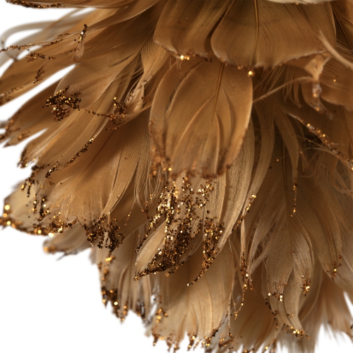 Glitter Edged Feathers Christmas Ball Ornament - 6" - Rust Orange