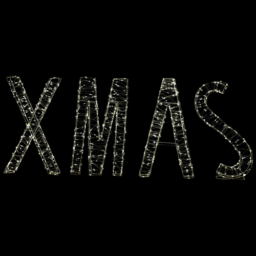 NORTHLIGHT  Led Lighted Wire Xmas Outdoor Christmas Sign Decoration - 15.5" - Warm Lights In White