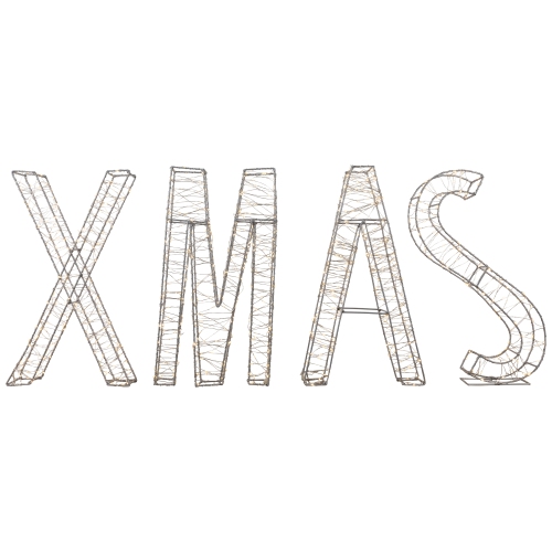 LED Lighted Wire XMAS Outdoor Christmas Sign Decoration - 15.5" - Warm White Lights