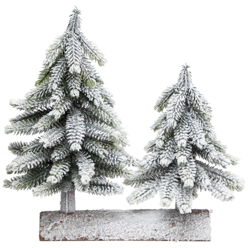 Frosted Pine Tree Duo Christmas Decoration - 12" - Unlit