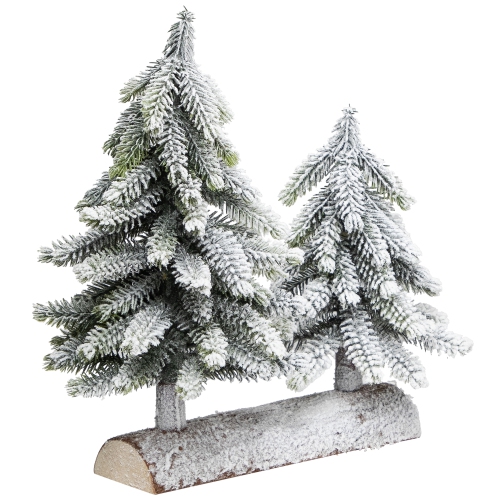 Frosted Pine Tree Duo Christmas Decoration - 12" - Unlit