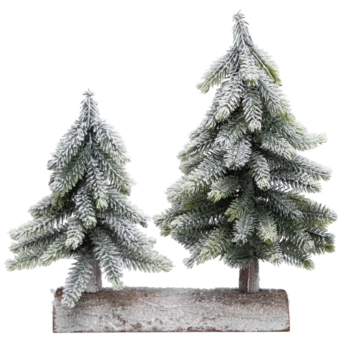 Frosted Pine Tree Duo Christmas Decoration - 12" - Unlit