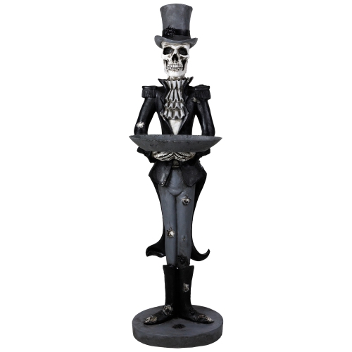 Skeleton Butler with Tray Standing Halloween Statue - 4.5'