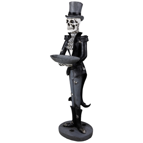 Skeleton Butler with Tray Standing Halloween Statue - 4.5'