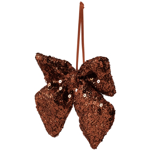 Shimmering Sequin Bow Christmas Hanging Ornament - 6" - Red