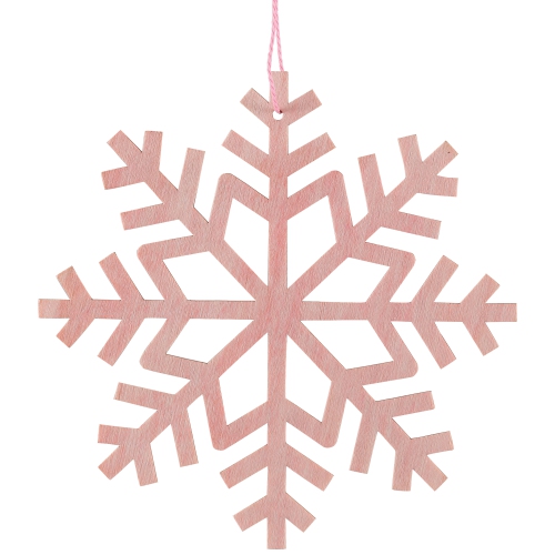 Wooden Snowflake Christmas Ornaments - 4.75" - Pink - Set of 4