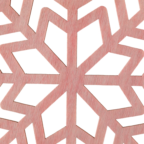 Wooden Snowflake Christmas Ornaments - 4.75" - Pink - Set of 4