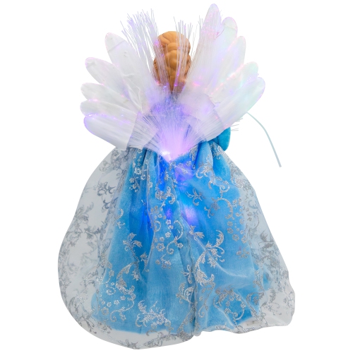 Lighted Fiber Optic Angel Christmas Tree Topper - 12" - Blue and White