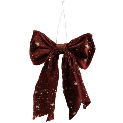 Glittered Starburst Velveteen Bow Christmas Decoration - 9"