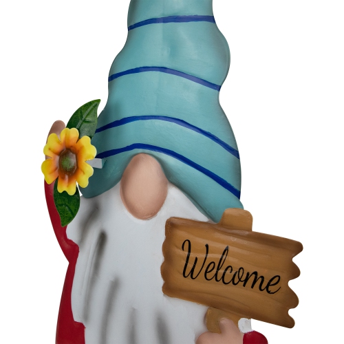 Welcome Gnome Outdoor Garden Stake - 22" - Red