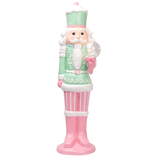 LED Lighted Glitter Christmas Nutcracker - 27" - Green and Pink