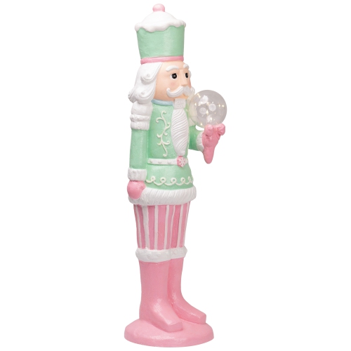LED Lighted Glitter Christmas Nutcracker - 27" - Green and Pink