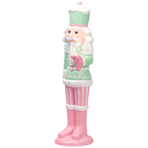 LED Lighted Glitter Christmas Nutcracker - 27" - Green and Pink