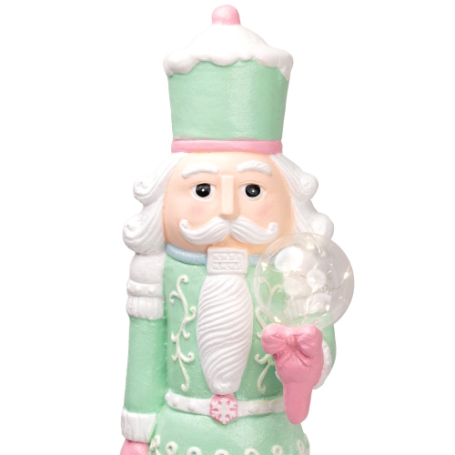 LED Lighted Glitter Christmas Nutcracker - 27" - Green and Pink