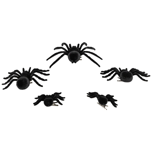 Clip-on Tarantula Spiders Halloween Decorations - 9.5" - Set of 5