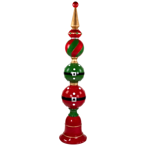 NORTHLIGHT  Ball Finial With Bell Base Commercial Size Christmas Decoration - 65" - And Green In Red