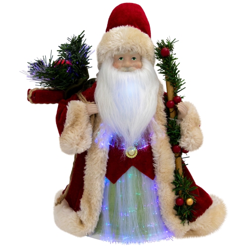 Lighted Color-Changing Fiber Optic Santa Claus Christmas Tree Topper - 12"
