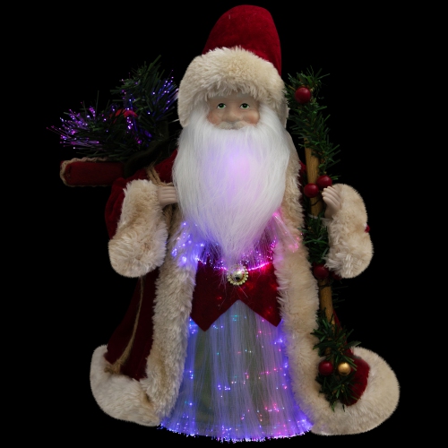 Lighted Color-Changing Fiber Optic Santa Claus Christmas Tree Topper - 12"