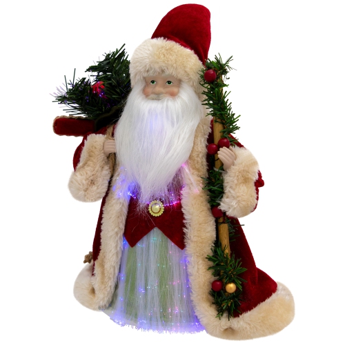 Lighted Color-Changing Fiber Optic Santa Claus Christmas Tree Topper - 12"