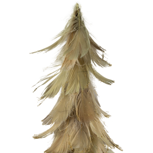 Small Layered Feathers Cone Tree Christmas Tabletop Decoration - 15.75"