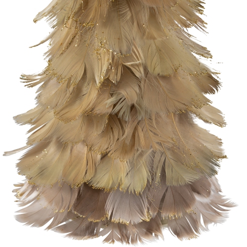 Small Layered Feathers Cone Tree Christmas Tabletop Decoration - 15.75"