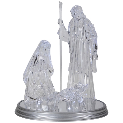 LED Lighted Acrylic Holy Family Nativity Scene on Mirror Christmas Decoration - 17"
