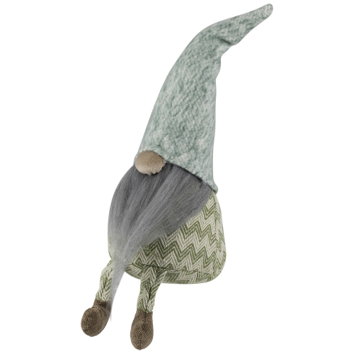 Sitting Gnome With Chevron Outfit Christmas Figure - 13.75"