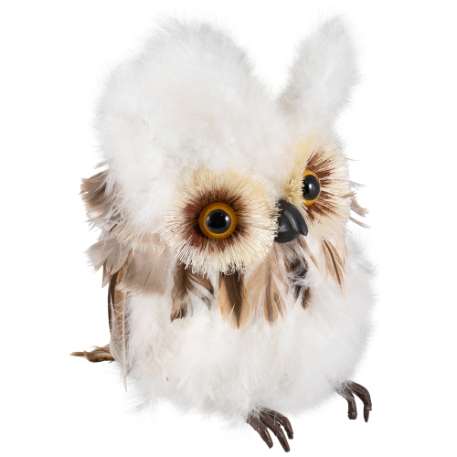 Woodland Feathery Owl Christmas Tabletop Figure - 7"