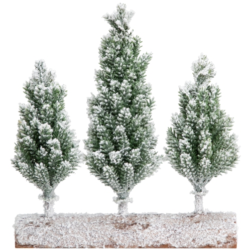 Frosted Pine Tree Trio Christmas Decoration - 8" - Unlit