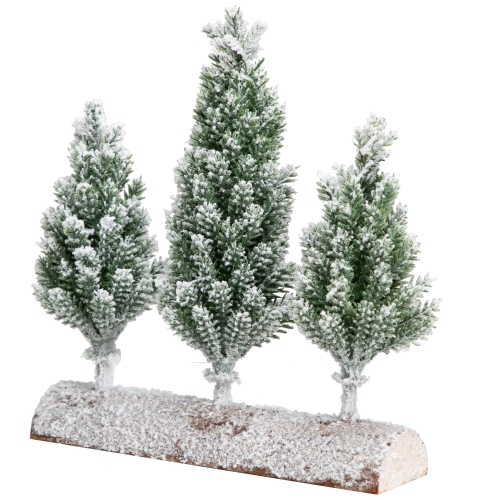 Frosted Pine Tree Trio Christmas Decoration - 8" - Unlit