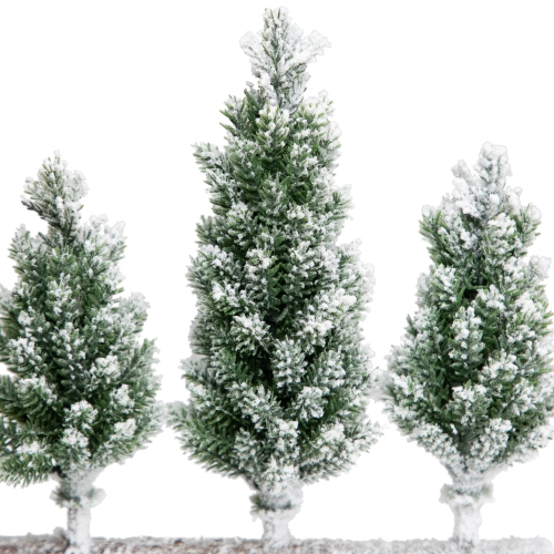 Frosted Pine Tree Trio Christmas Decoration - 8" - Unlit