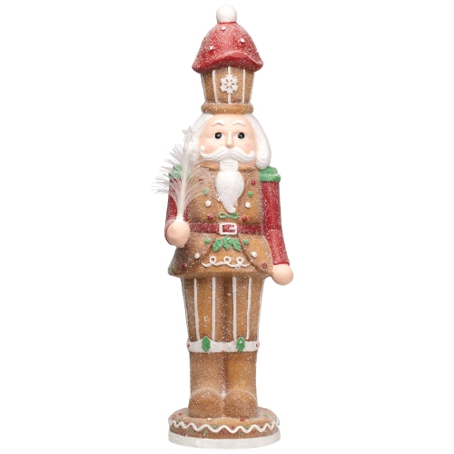 LED Lighted Gingerbread Christmas Nutcracker - 29" - Brown and Red