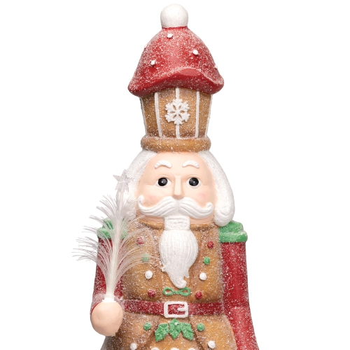 LED Lighted Gingerbread Christmas Nutcracker - 29" - Brown and Red