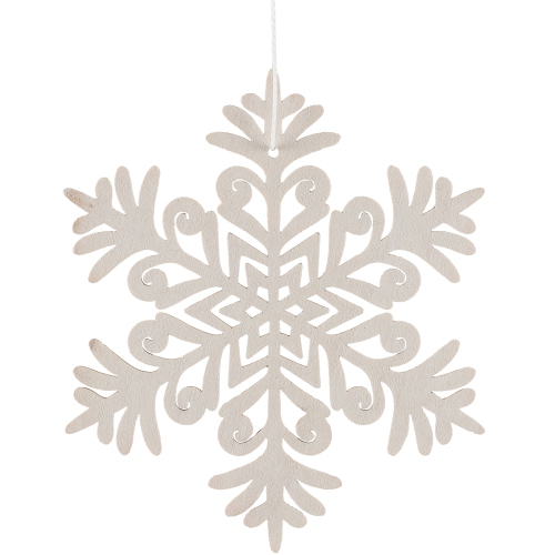 Snowflake Shaped Wooden Cut-Out Christmas Ornaments - 4.75" - White - Set of 4