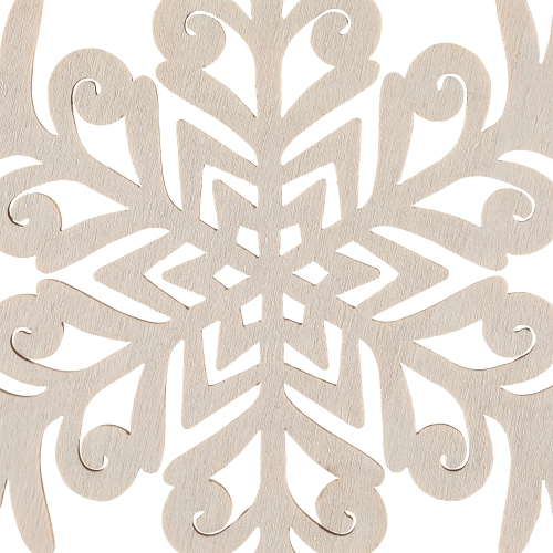 Snowflake Shaped Wooden Cut-Out Christmas Ornaments - 4.75" - White - Set of 4