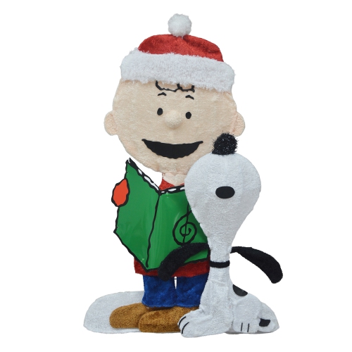 Décoration de Noël extérieure à DEL Charlie Brown et Snoopy Caroling de Peanuts - 32&nbsp;po