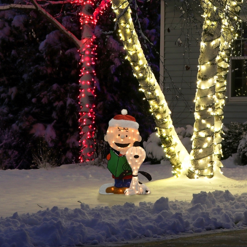 Décoration de Noël extérieure à DEL Charlie Brown et Snoopy Caroling de Peanuts - 32&nbsp;po