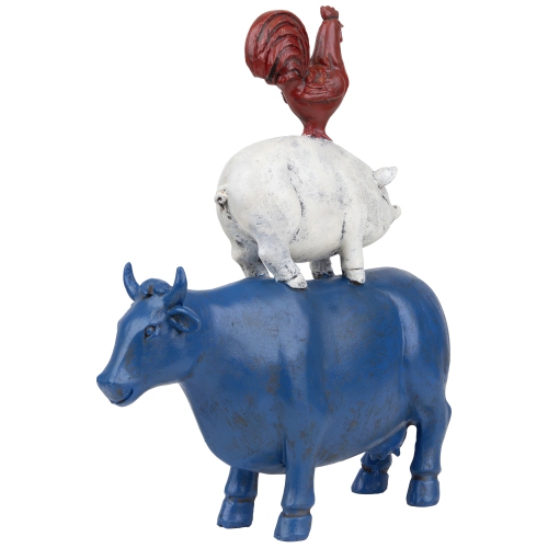 Stacked Patriotic Farm Animals Outdoor Garden Statue - 12"
