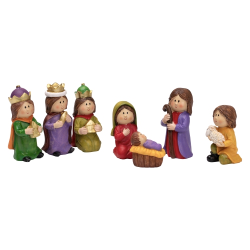 7-Piece Mini Children's Nativity Christmas Set - 4" - Multicolor