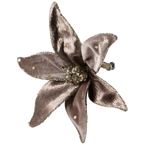 Glittered Flower Christmas Clip-on Ornament - 6" - Plum Purple
