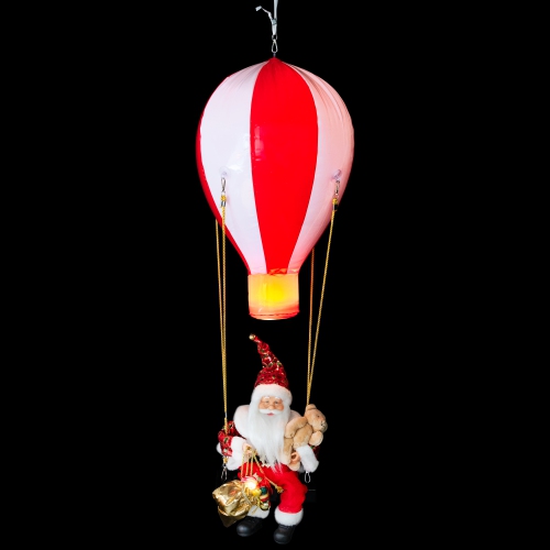 Lighted and Musical Santa Claus Hot Air Balloon Christmas Decoration - 43.5"