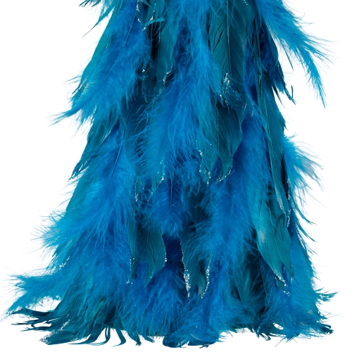 Small Two-Tone Layered Feathers Cone Tree Christmas Decoration - 16" - Turquoise