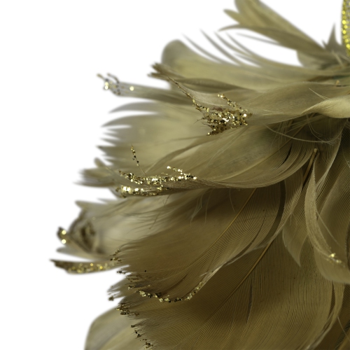 Glittered Feathers Christmas Ball Ornament - 6" - Tan