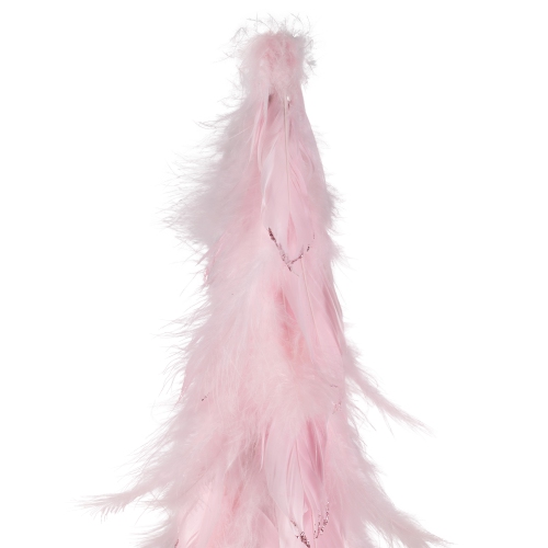Glittered Layered Feather Cone Tree Christmas Decoration - 19.5" - Pink