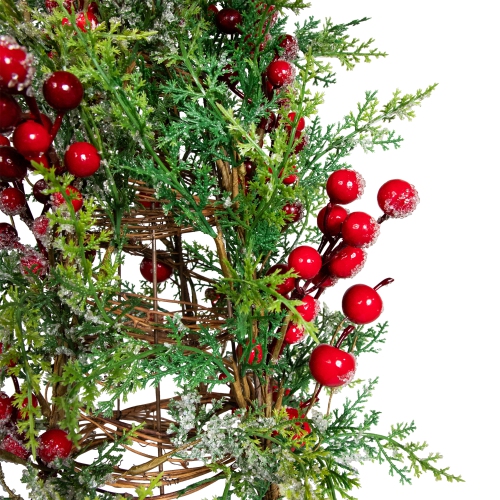 Icy Pine with Berries Artificial Cone Christmas Tree - 27"