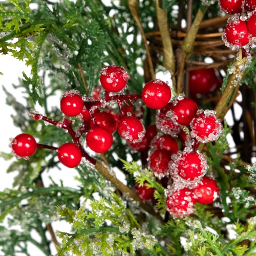 Icy Pine with Berries Artificial Cone Christmas Tree - 27"